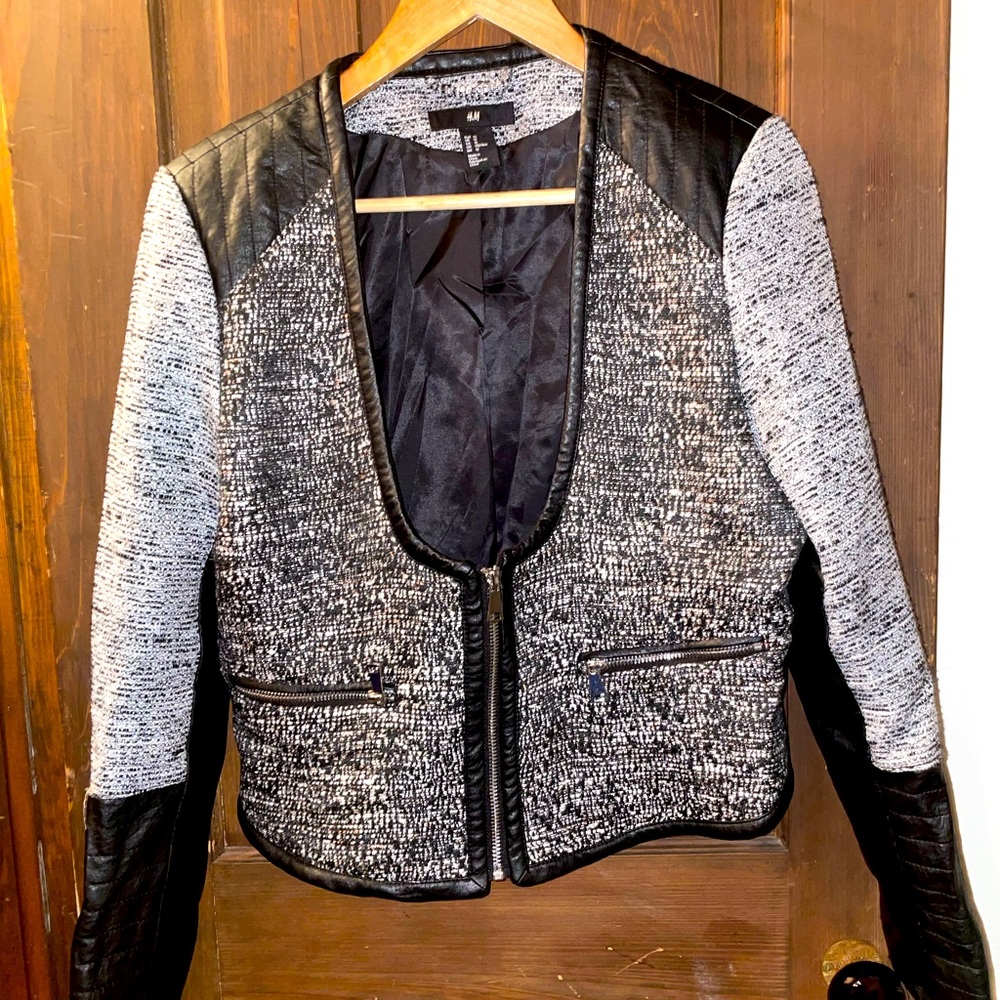 H&M tweed/vegan leather jacket